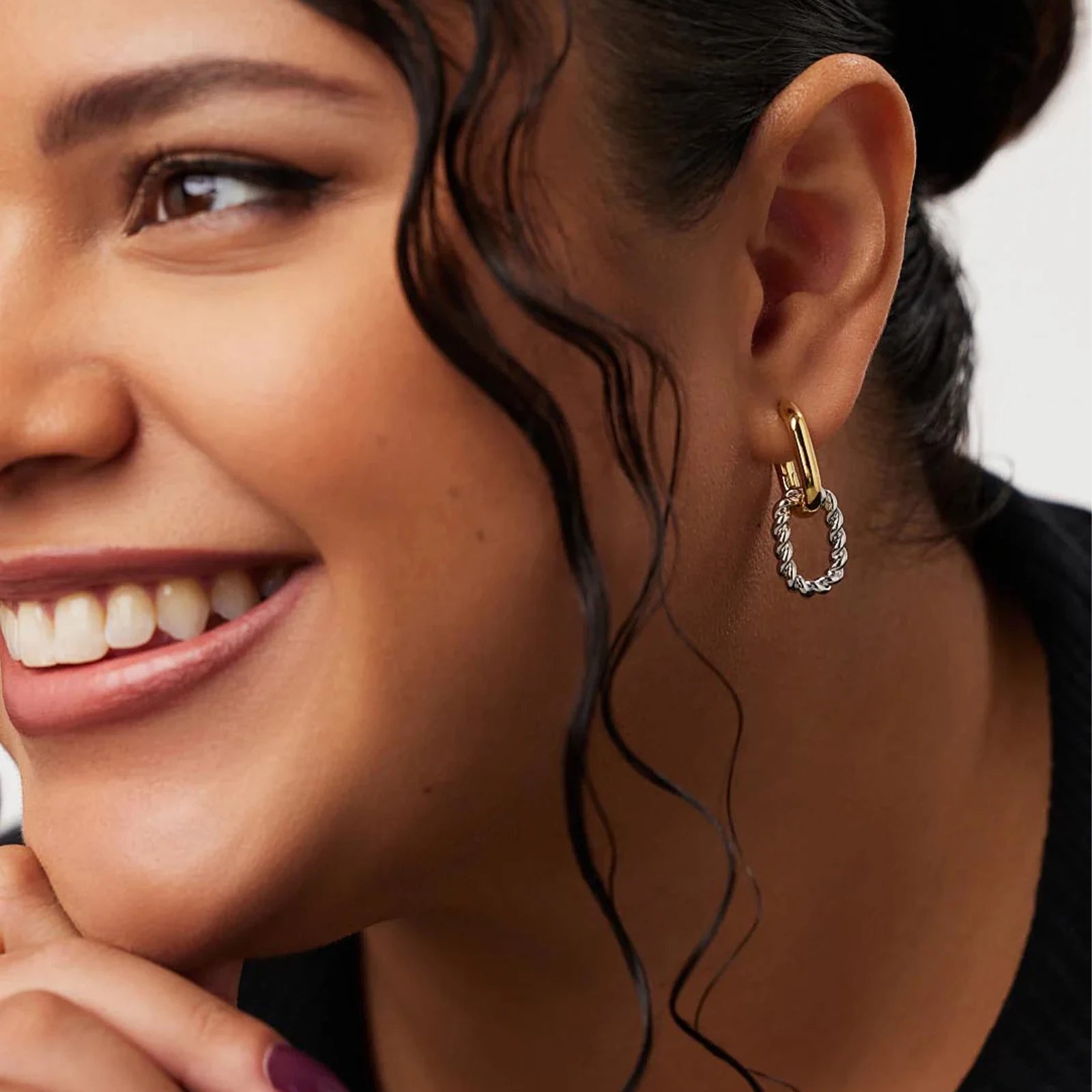 DPLAOPA 925 Sterling Silver Two Irregular Circle Piercing Hoop Loops 2024 Women Original Design Luxury Fashion Fine Jewelry