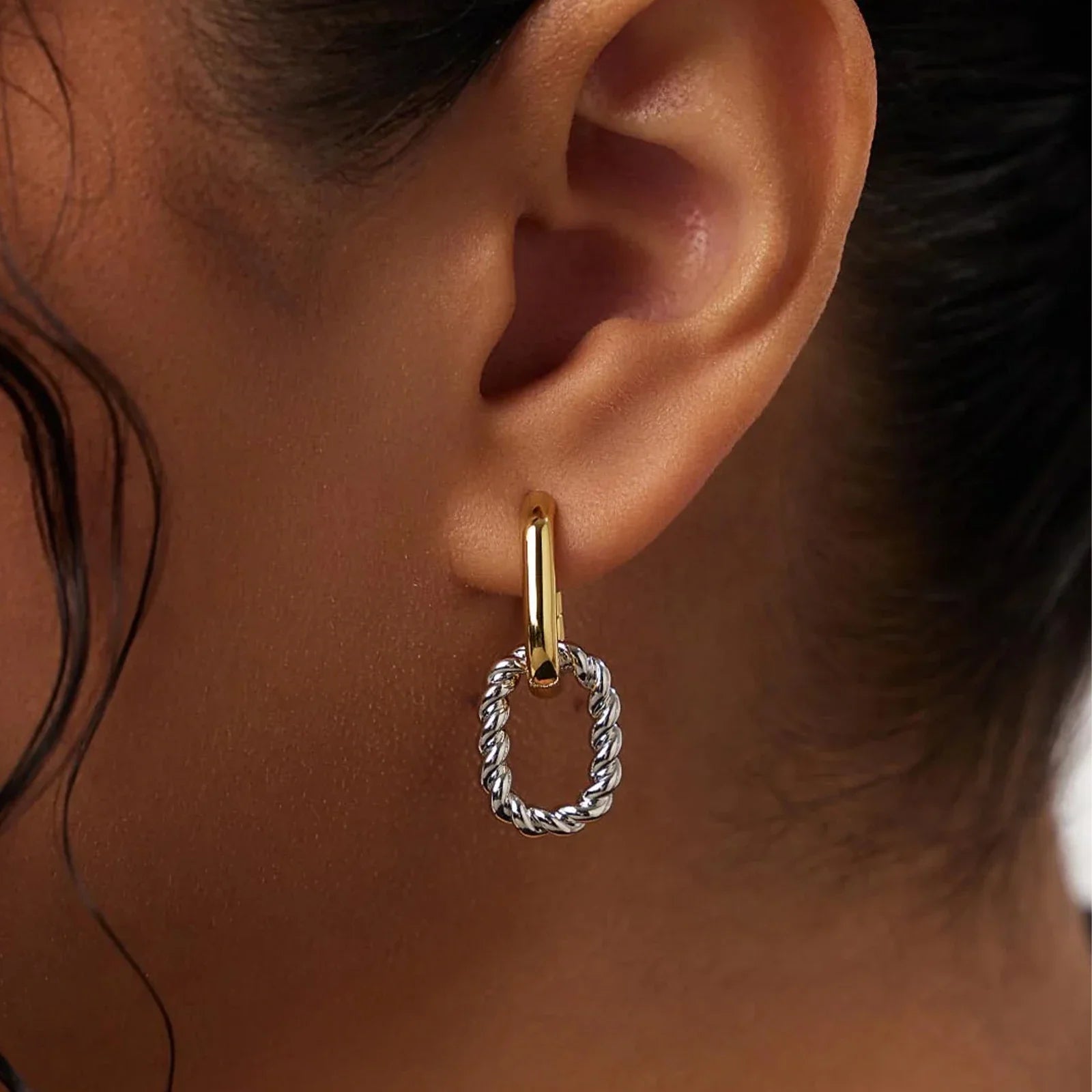 DPLAOPA 925 Sterling Silver Two Irregular Circle Piercing Hoop Loops 2024 Women Original Design Luxury Fashion Fine Jewelry