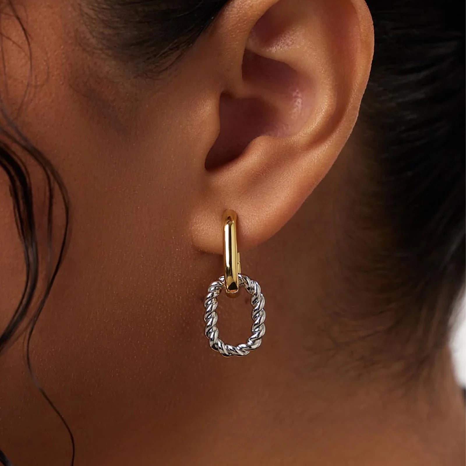 DPLAOPA 925 Sterling Silver Two Irregular Circle Piercing Hoop Loops 2024 Women Original Design Luxury Fashion Fine Jewelry