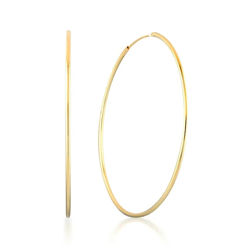 925 Sterling Silver Needle Luxury Big Circle Pendant Hoop Earrings For Women Vintage Smooth Gold Earring Wedding Fashion Jewelry